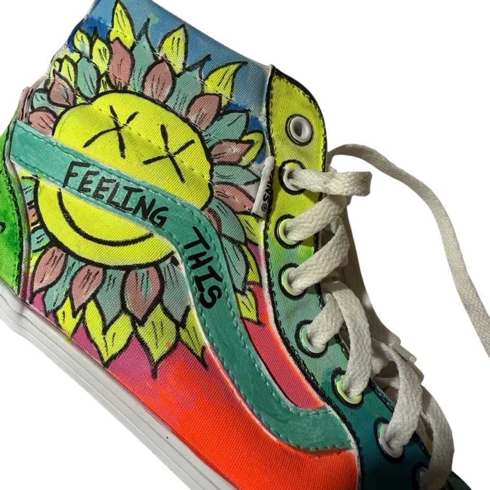 Vans Hand Painted Blink-182 Colorful Graphic Women's Sneakers - Picture 4 of 15